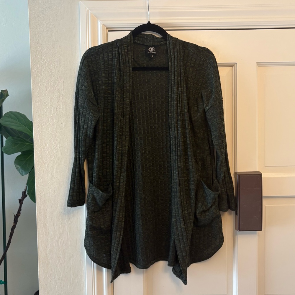 Nordstrom Bobeau Heather Green Cardigan with Pockets - Size Small